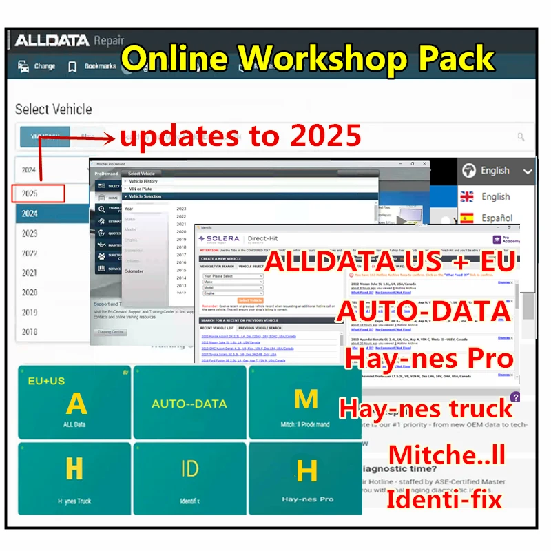 Онлайн-аккаунт All Data 2025 для Alldata, Auto-data, Mit..chell, Hay-nes Pro, Account Workshop Identi-fix, онлайн-обновление работы