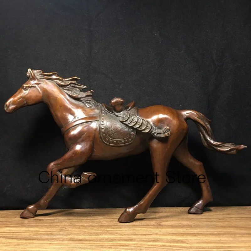 40cm large pure copper treasure seeking lucky horse ornament