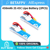 Betafpv 450mAh 2S 45C Lipo Battery/ 2S Whoop Cable Pigtail (XT30)