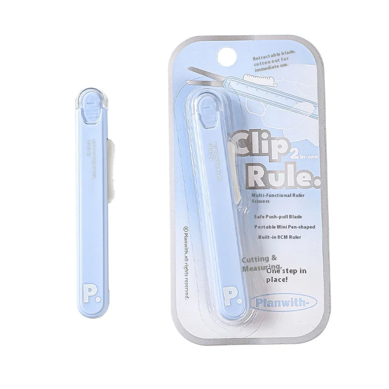 Planwith – ciseaux multifonctions 2 en 1 avec règle, conception pliable pour Scrapbooking, planificateurs et bricolage, papeterie scolaire et de bureau