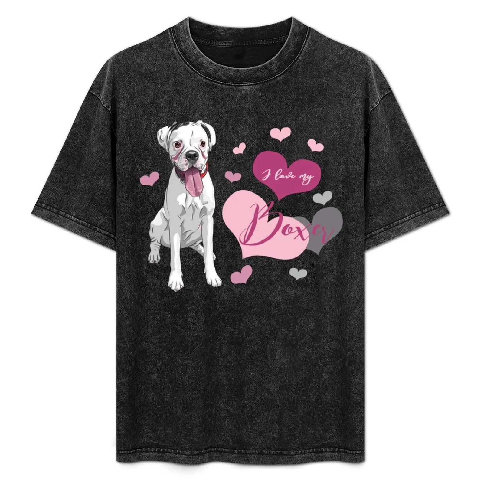 

I love my Boxer (white)! Especially for Boxer dog owners! T-Shirt Casual Minimalist Short Sleeve Top