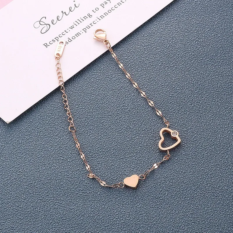 2023 New Fashion Trend Titanium Stainless Steel Elegant Delicate Zircon Heart Bracelet Women Jewelry Wedding Party Premium Gifts