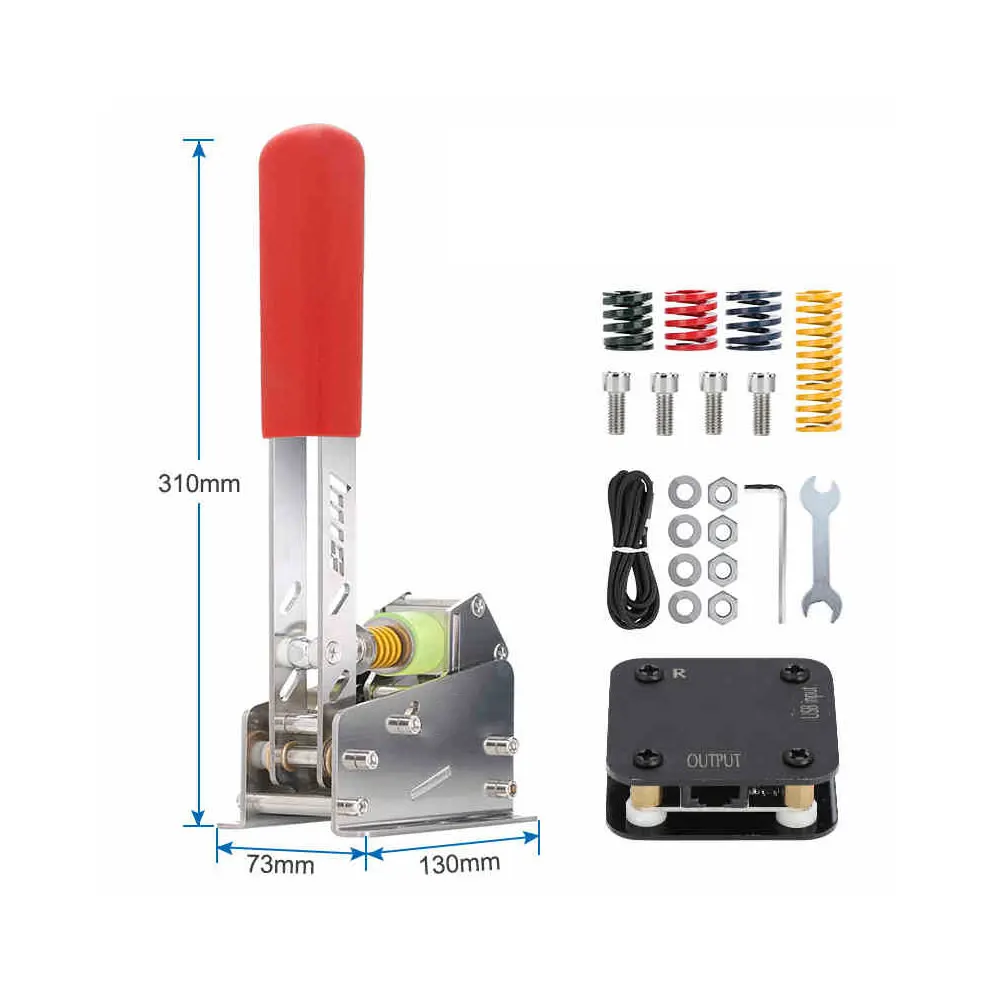 레이싱 게임 시뮬레이터 핸드 브레이크, 실버/매트 블랙 01 버전, PC-USB 압력 SIM 핸드 브레이크, 레드/블랙 핸들 포함