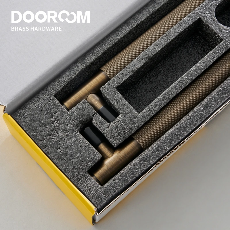 

Dooroom Antique Brass Door Double Single Sided Knurled Pull Bar Wood Gate Glass Door Shower Room Handle Brass