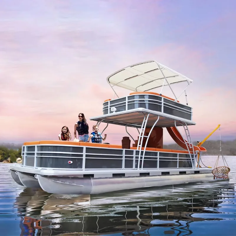 FL Customized Wholesale 2026 Aluminum Party Barge Pontoon Boats With Motor for Sale