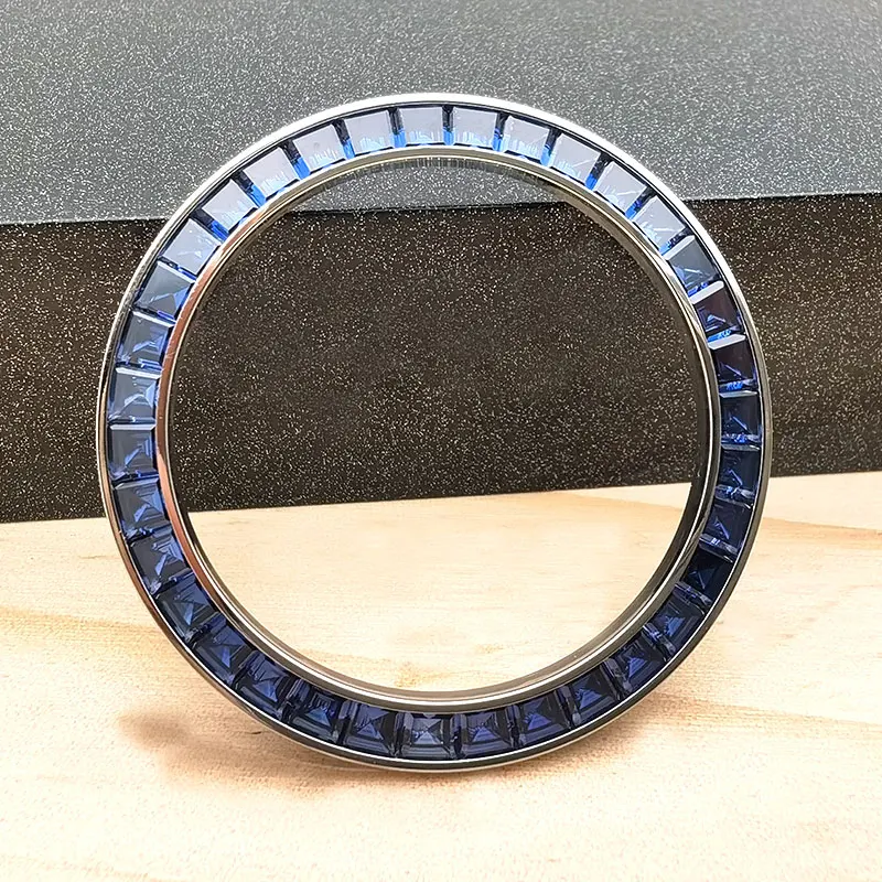 High Quality Customized Set With Diamonds Colored Gemstones Steel Watch Bezel For RLX 4130 4131 Movement Dayto, Watch Accesories