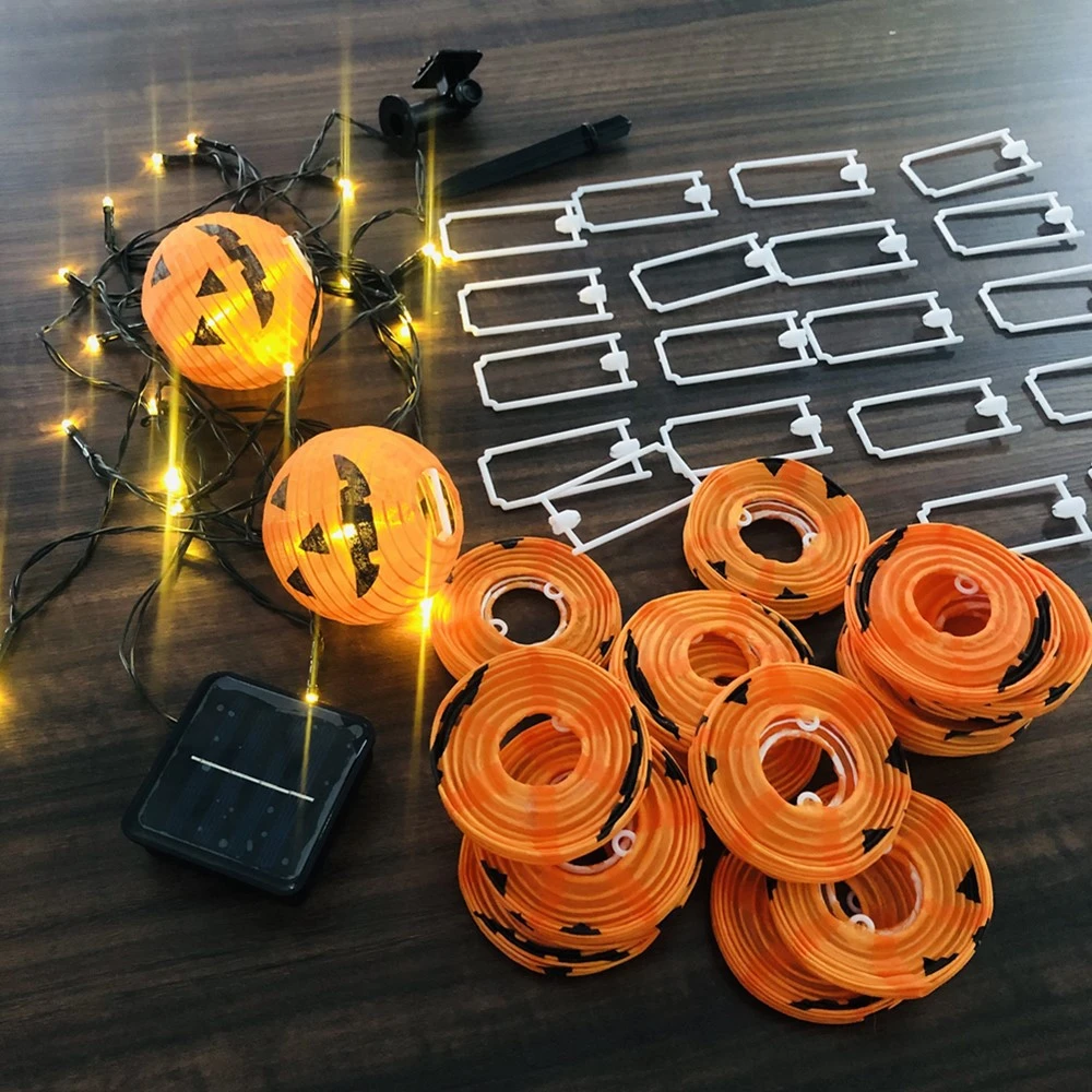 6/5/3.5M Kerst Decoratie Lantaarn Solar Pompoen Lantaarn Lichten String Voor Halloween Nieuwe Jaar Patio Home Binnenplaats Diy Decor