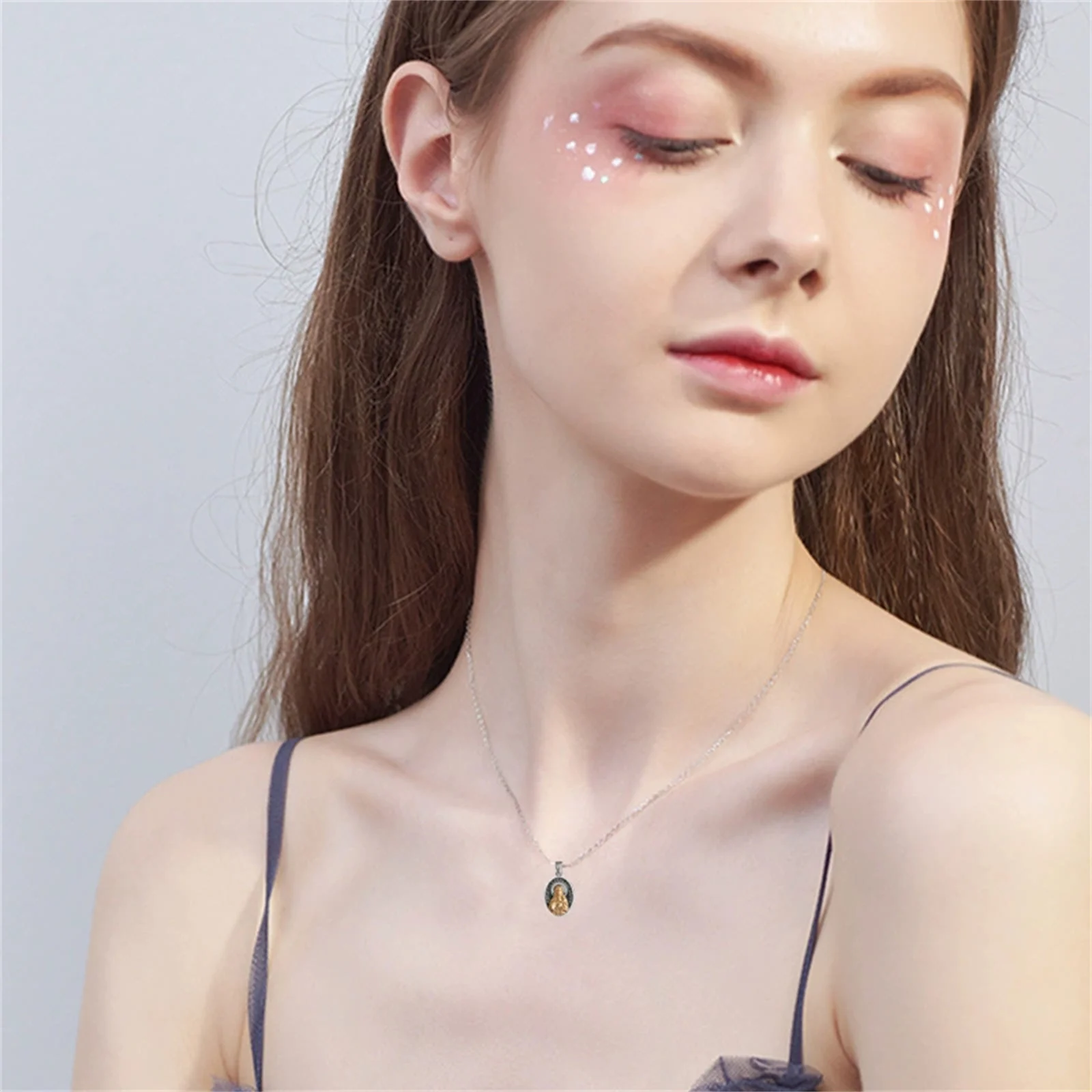 Christ Head Medal Sterling Silver 925 Jesus Pray for Us Pendant Necklace Religious Jewelry for Men Women