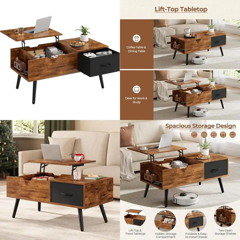 

Деревянный журнальный столик с подъемным верхом и полкой для хранения вещей для гостиной и столового центра