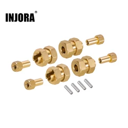 INJORA 4PCS Brass Extended Wheel Hex with Nuts For 1/24 RC Crawler Car Axial SCX24 AX24 Upgrade Parts