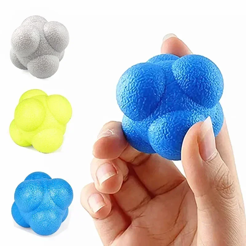 7cm High Density Silicon Rubber Hexagonal Reaction Ball Agility Coordination Reflex Exercise Sports Fitness Training Ball