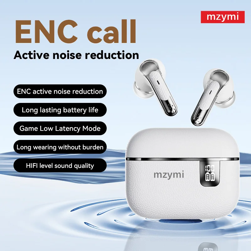 mzymi Y107 TWS Headset LED Digital Display HiFi Stereo Headphone ENC Noise Cancelling Bluetooth5.3 Wireless Earphone With Mic