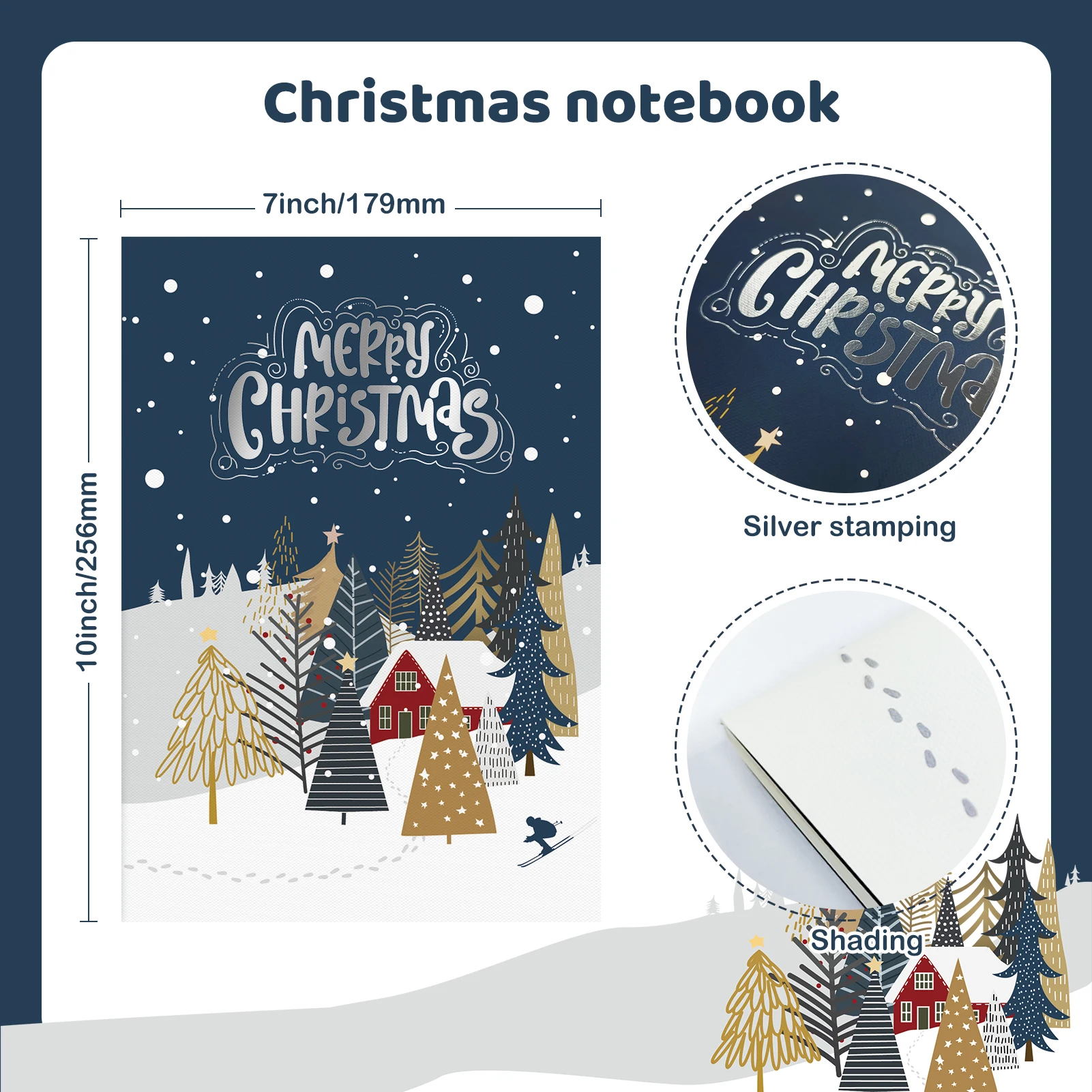 Christmas Notebooks Thickened Student Horizontal Line Diary With Journal Agenda New Year Notepads for Kid Student Girl Boy Gift