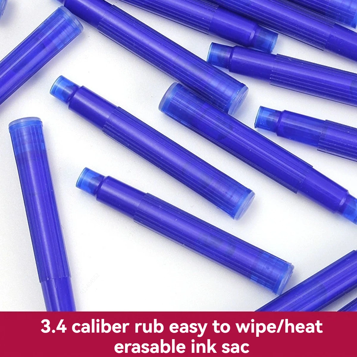 

12-20PCS/Set Erasable Blue Ink Sac Fountain Pen Ink Cartridges Refills Ink 3.4mm Refillable Refills Drawing School Office Suppli