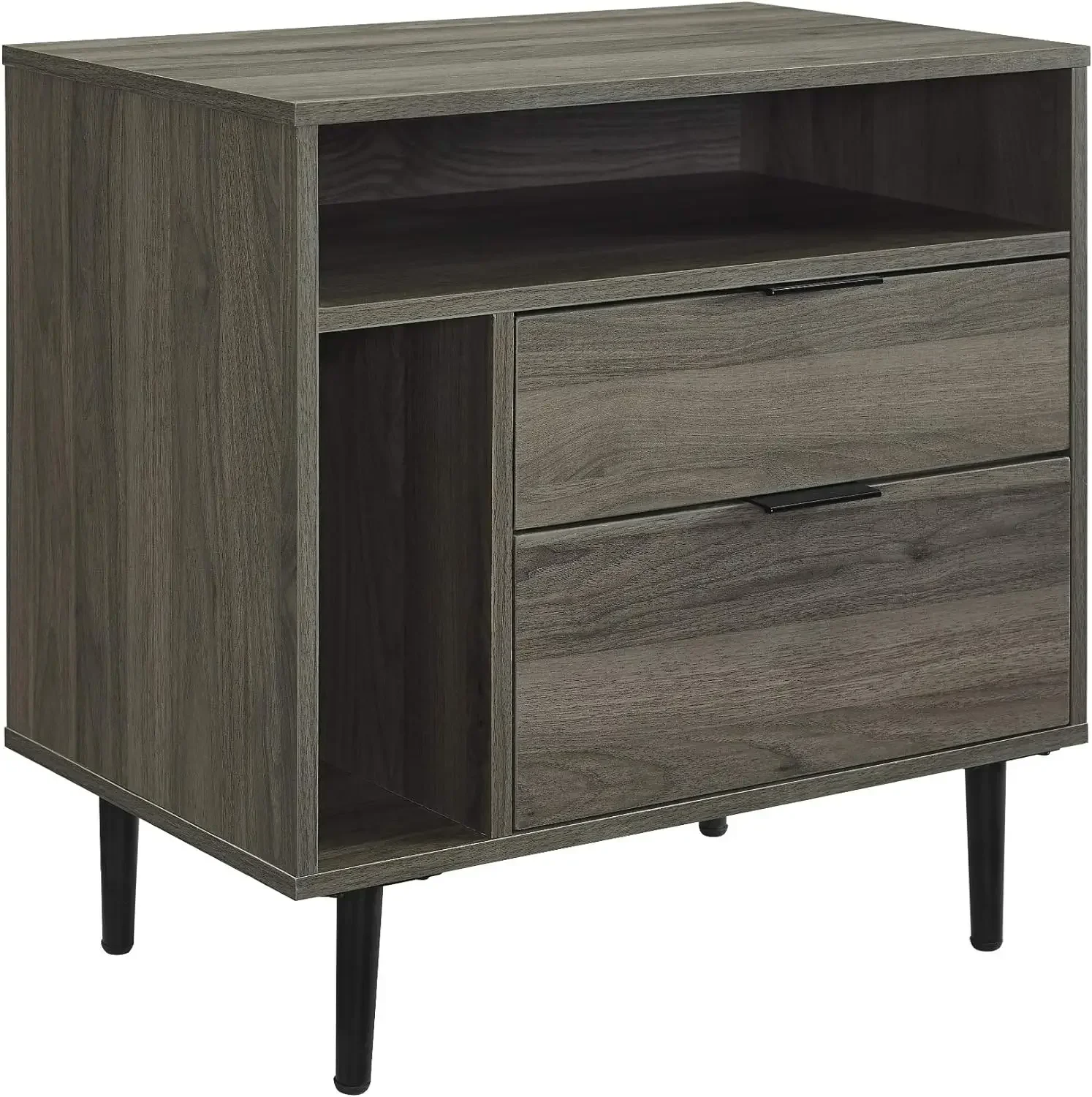 Modern Wood Nightstand Side Table Bedroom Storage Drawer and Shelf Bedside End Table,Cord management included,25 Inch