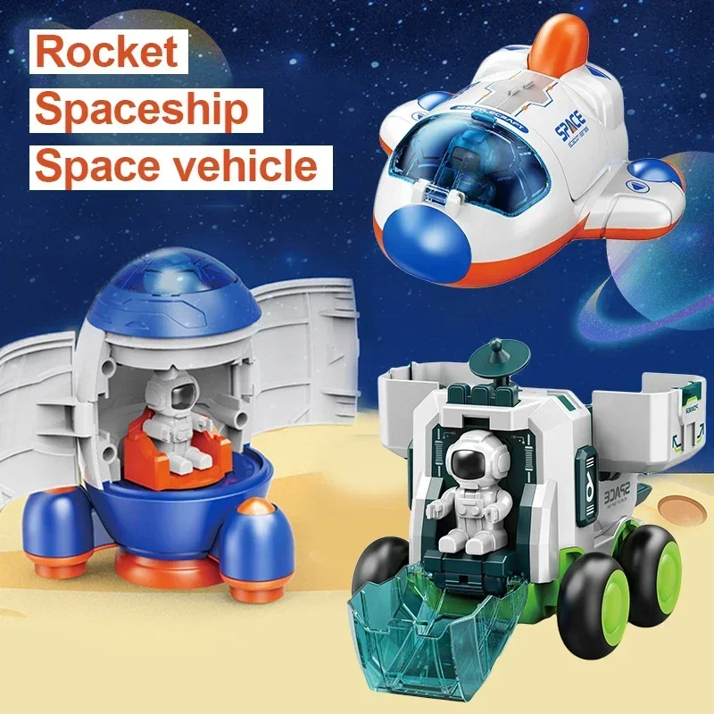 New Children Puzzle Space Toys Car Simulation Model Astronaut Rocket Spaceship Series Toy Inertia Detachable Car for Boys Gifts