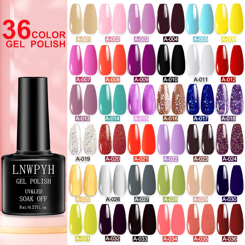 LNWPYH 6Pcs/Set Gel DIY Nail Polish Kit Colorful Semi Permanent UV LED Gel Polish Set Glitter Nail Art Varnish Design Manicure