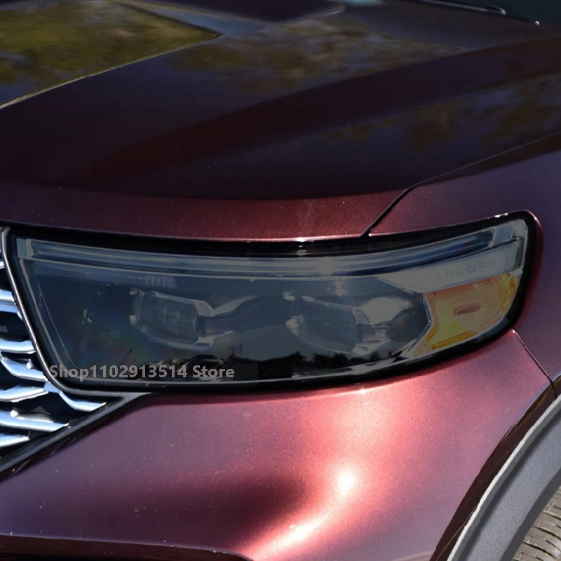 

For Ford Explorer 2016-2023 Accessories 2 Pcs Car Headlight Protective Film Headlamp Restoration Transparent Black TPU Sticker