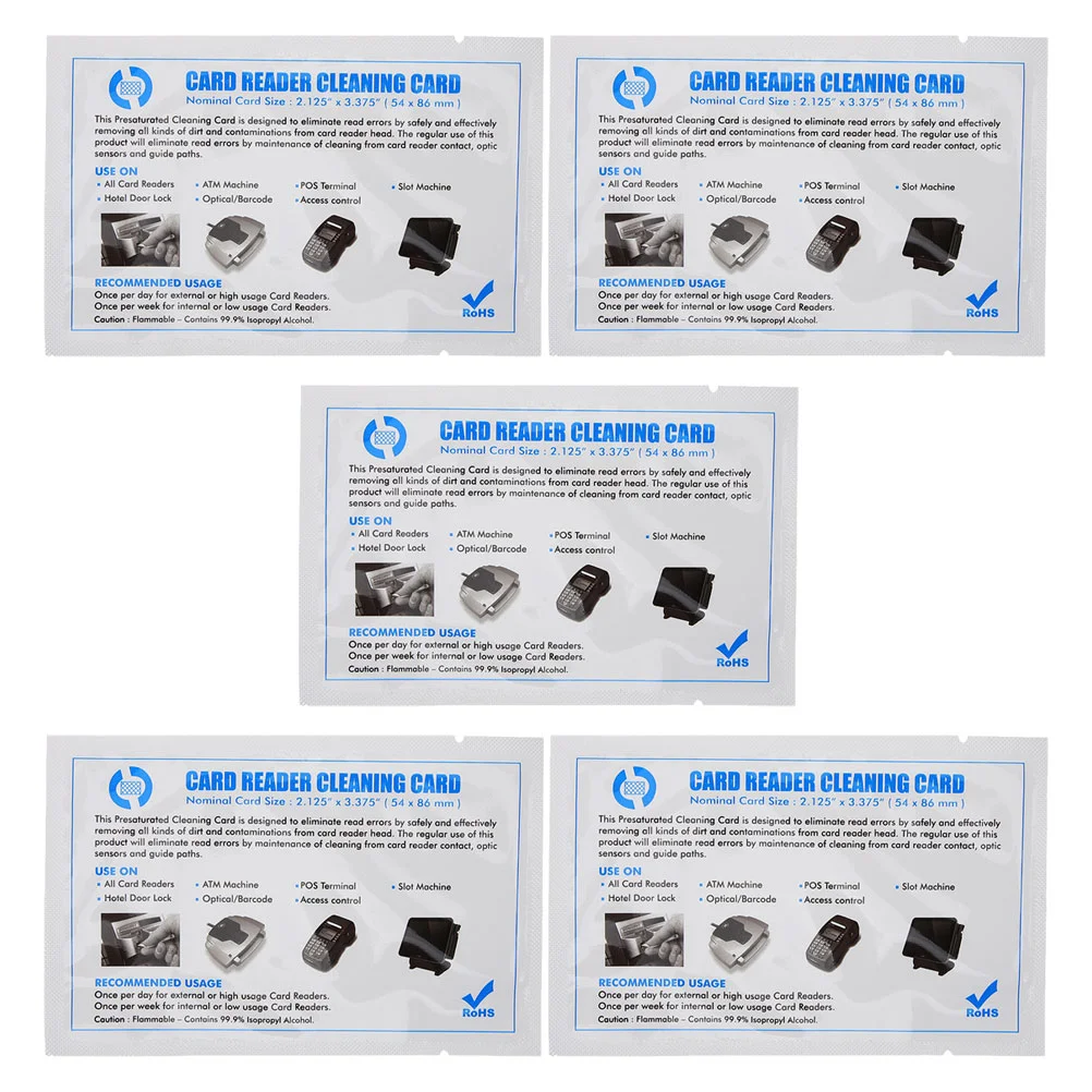 5 Pcs Cleaning Card Pos Terminal Cleaner The Reader Credit Tools Reusable Cards Efficient