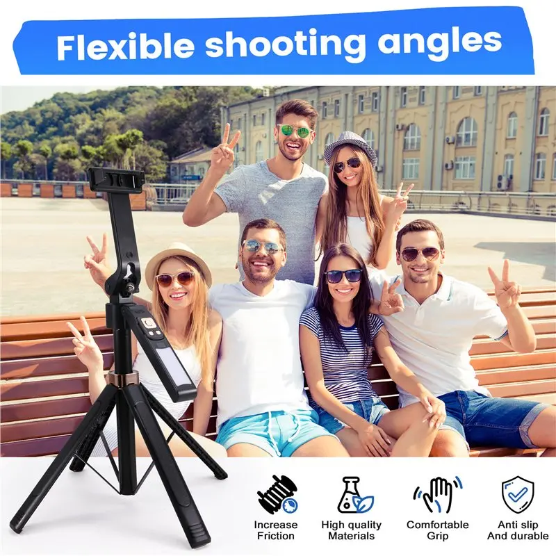 DT23 Telescopic Portable Tripod Selfie Stick 360° Rotation Stable Base Live Streaming Stand Adjustable Height for Vlog