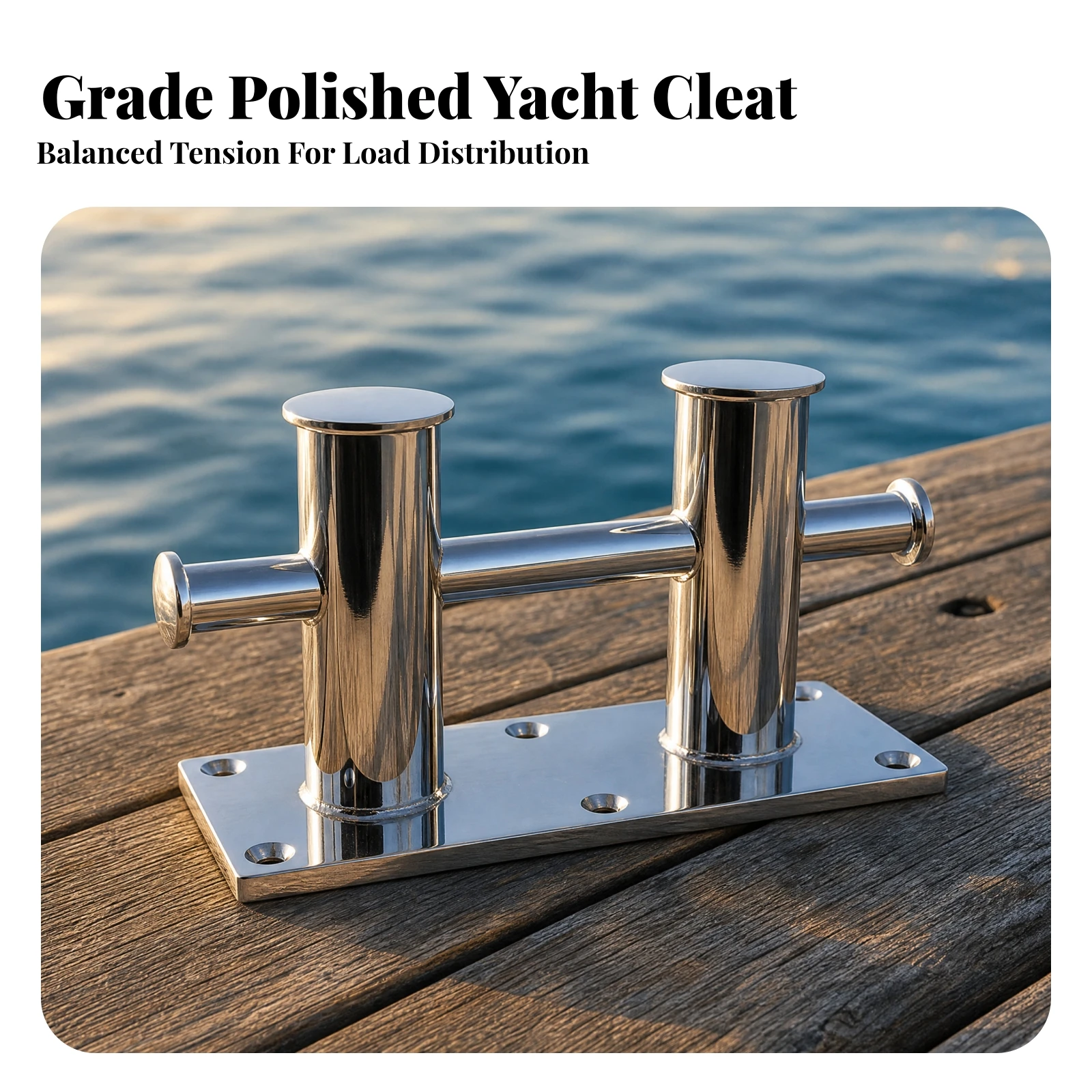 Double-Post Cross Cleat Heavy Duty Stainless Steel Cross Cleat Mooring Hardware Low-Maintenance Solid Cast for Boat Decks, Docks