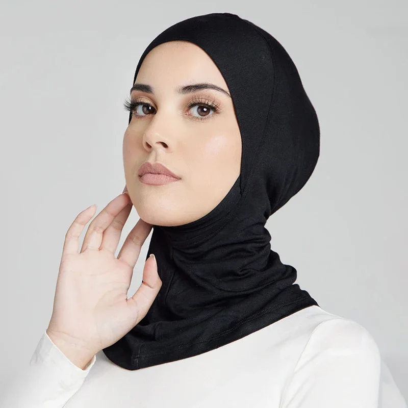 Turban à couverture complète pour femme musulmane, bonnet élastique, hijab en jersey de coton, sous-écharpe unie, bandeau de sauna intérieur à la mode