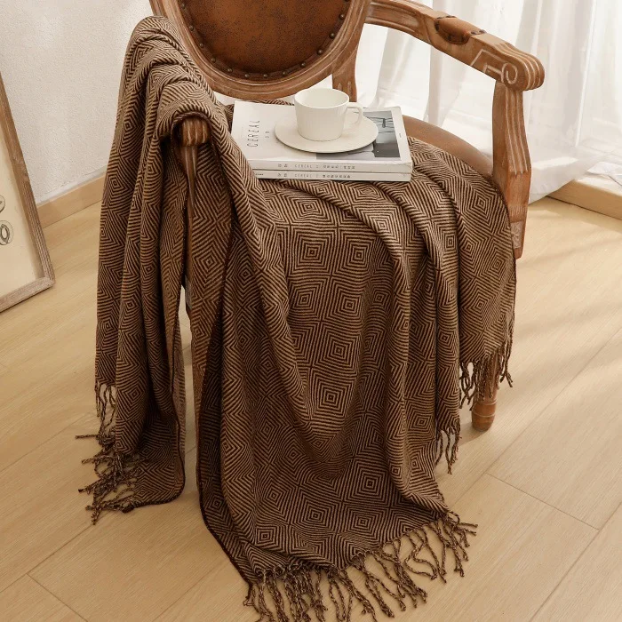 

Sofa Cover Blanket Back-lined Tassel Yarn Blankets Summer Thin Blanket Air Conditioning Blankets Bay Window Blanket Nap Blankets