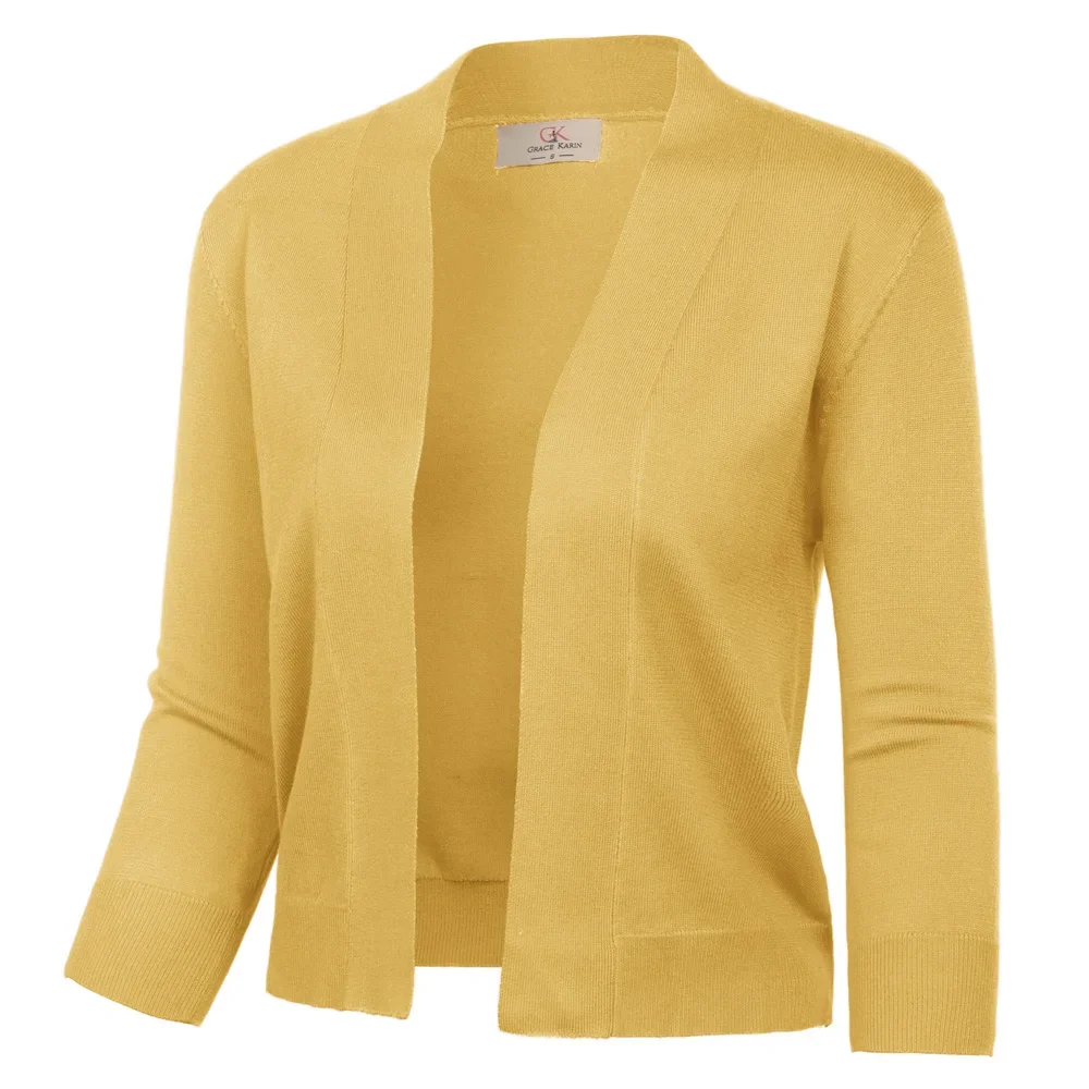 Abrigo de manga 3/4 con abertura frontal para mujer, bolero de longitud recortada para fiesta de noche, Tops de punto retro para mujer, otoño