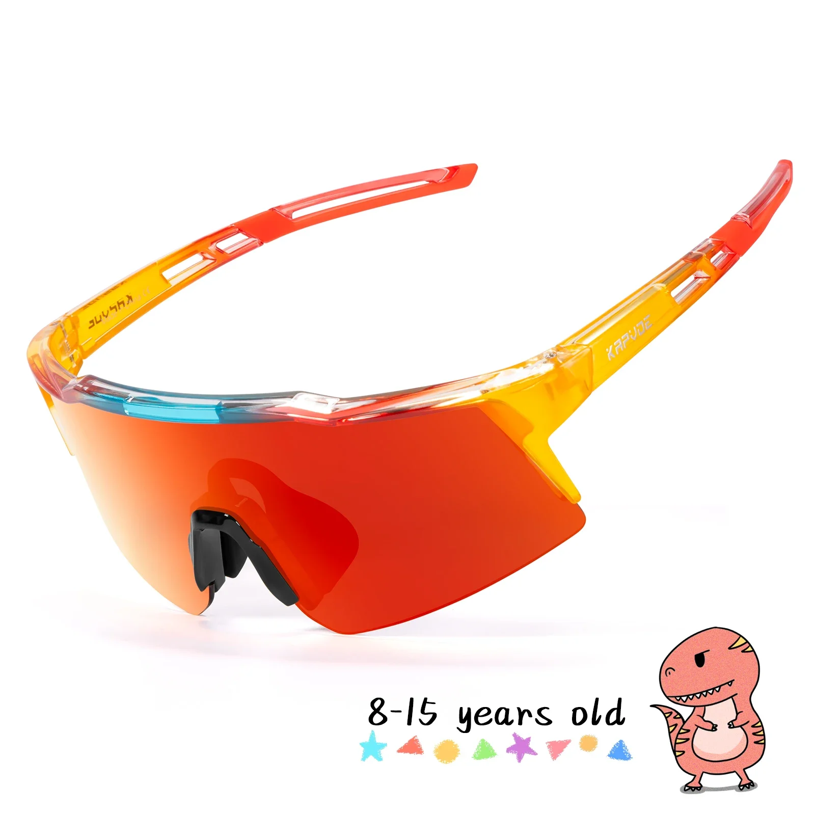 Kapvoe Kinder-Radsport-Sonnenbrille im Alter von 8–15 Jahren, Baseball, Laufen, Kinderbrille, UV400, Sport, Reiten, Fahrradbrille