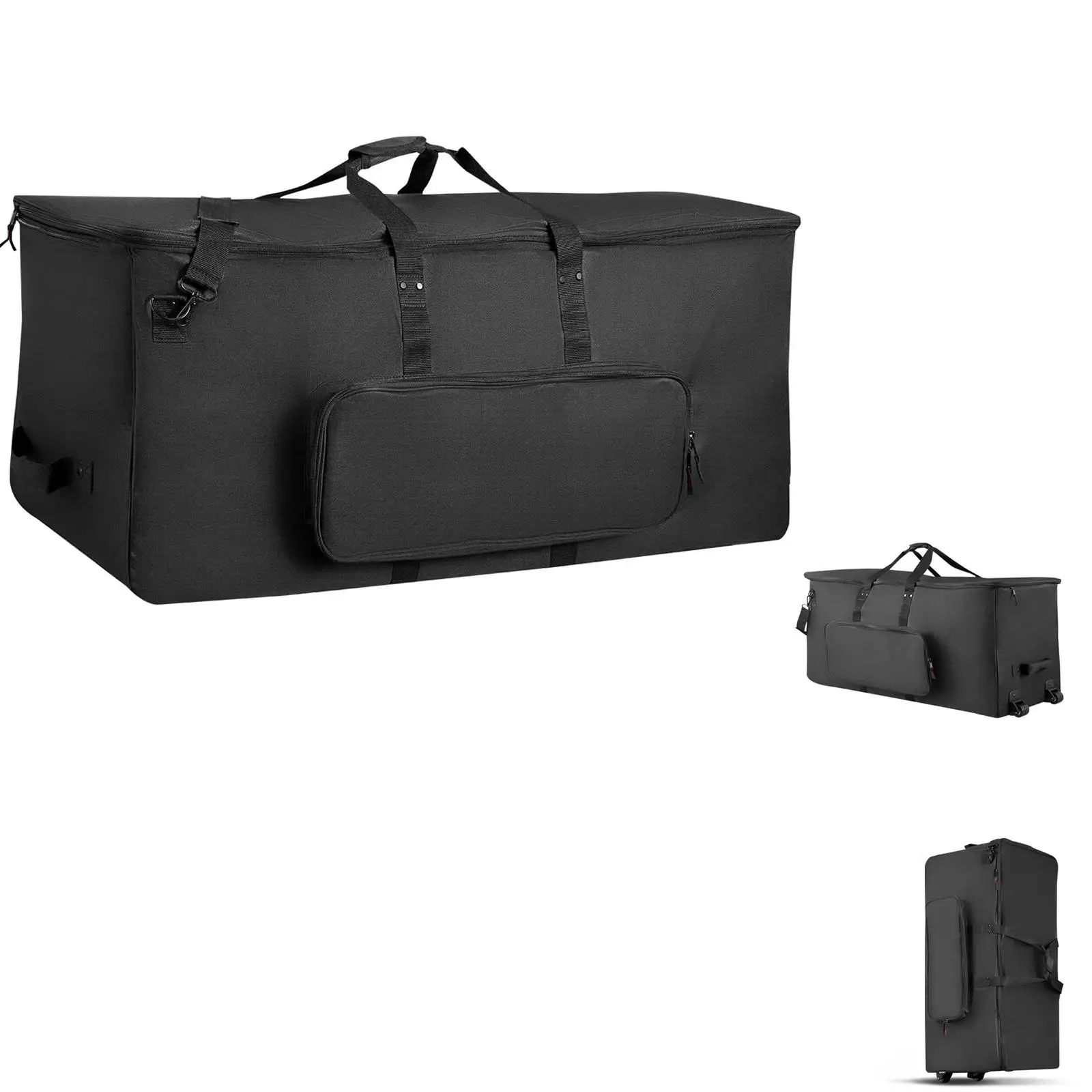 Padded 600D Electronic Drum Kit Travel Bag with Wheels Large 36.2 x 16.5 x 16.1 Inch Interior Detachable Dividers Multiple Storage Pockets Lightweight Protective Case for electric Drums Black