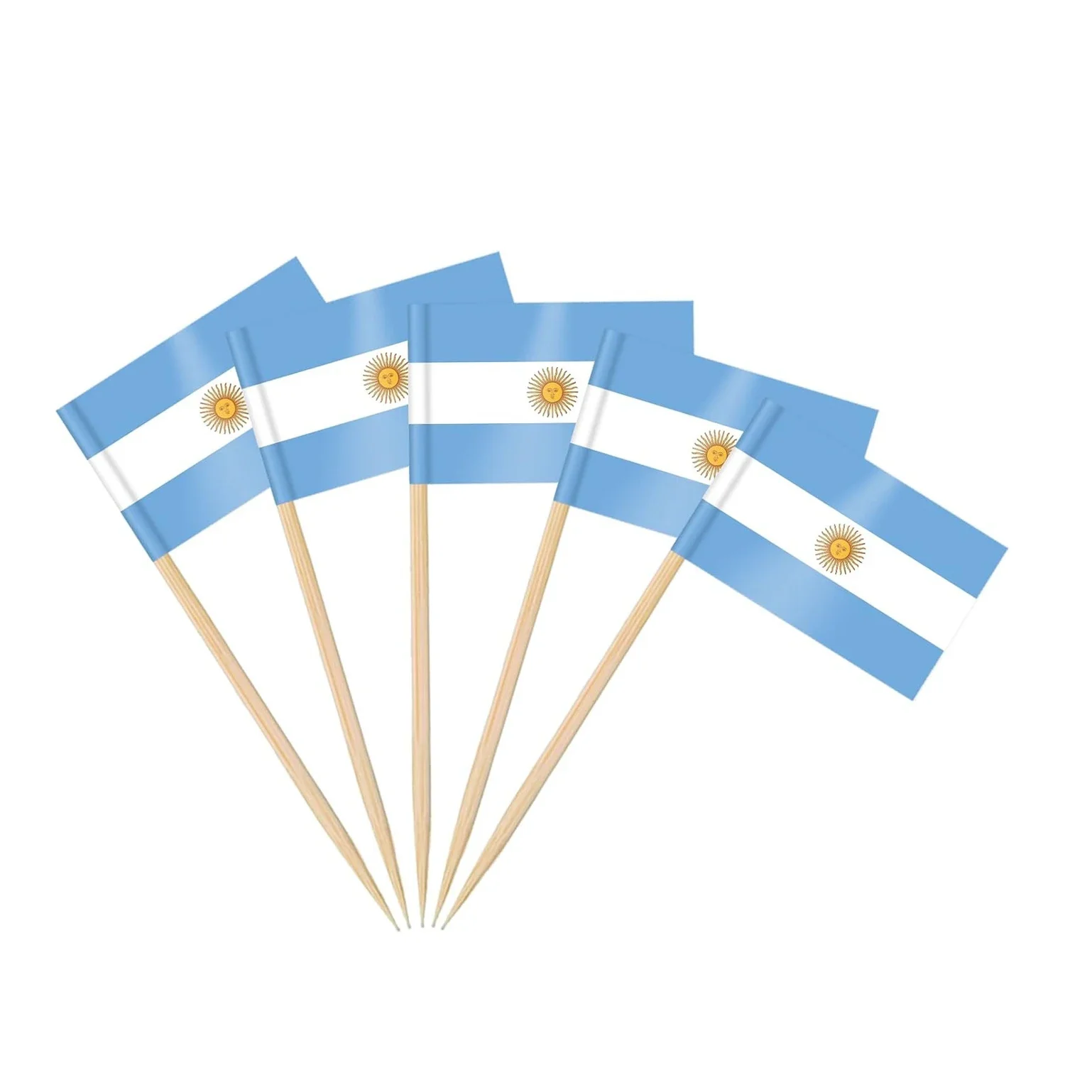 100 Uds. Bandera de Argentina pequeña bandera de palillo de dientes decoración Mini adornos para magdalenas banderas de comida para cóctel selecciones de cóctel adornos para magdalenas