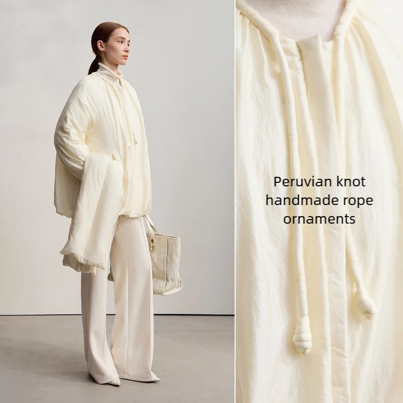 AMII Down Coats 2025 Winter New Warm Casual O-Neck Long Sleeves Solid Color Down Jackets Woman Zipper Loose Jacket Top 12554030