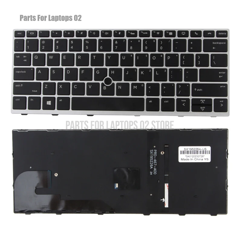 p+Backlit Keyboard Silver For HP EliteBook 730 G5 735 G5 735 G6 830 G6 L13697-001