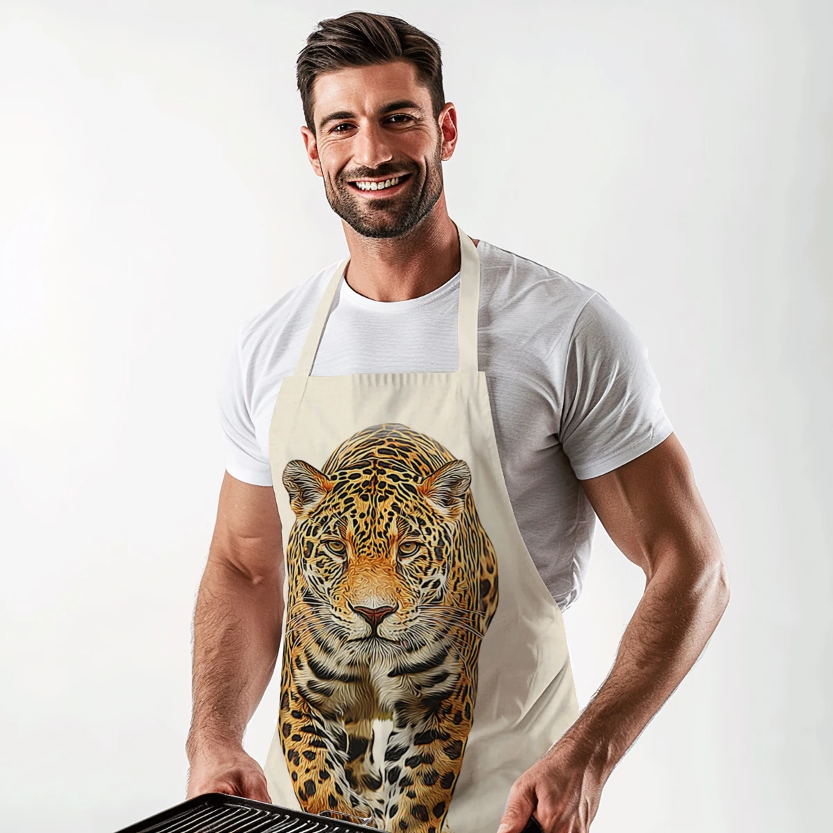 Charming Horse Pattern Polyester Apron - Stylish Cooking & Painting Apron, Comfortable Apron for Home, Studio & Daily Use