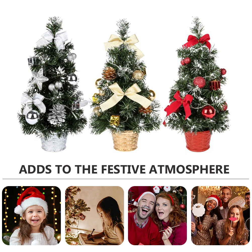 

1 pc Mini Christmas Tree 15cm Fake Xmas Decor Lights Soft Glow Home Party Shape Operated Christmas Tree
