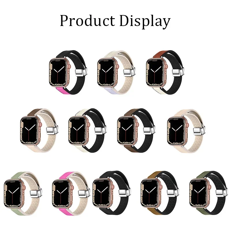 Stitching Color Folding Metal Buckle Soft Leather Strap for apple Watch Ultra 49mm S8 745mm 44mm 41mm 40mm Replacement Wristband