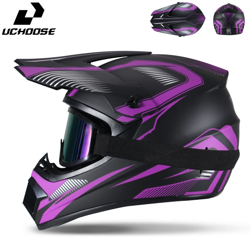UCHOOSE Motocross Helmet Off Road Full Face Motorcycle Helmet Dirt Bike ATV  Downhill Cross Racing Helmet With Motocross Goggles
