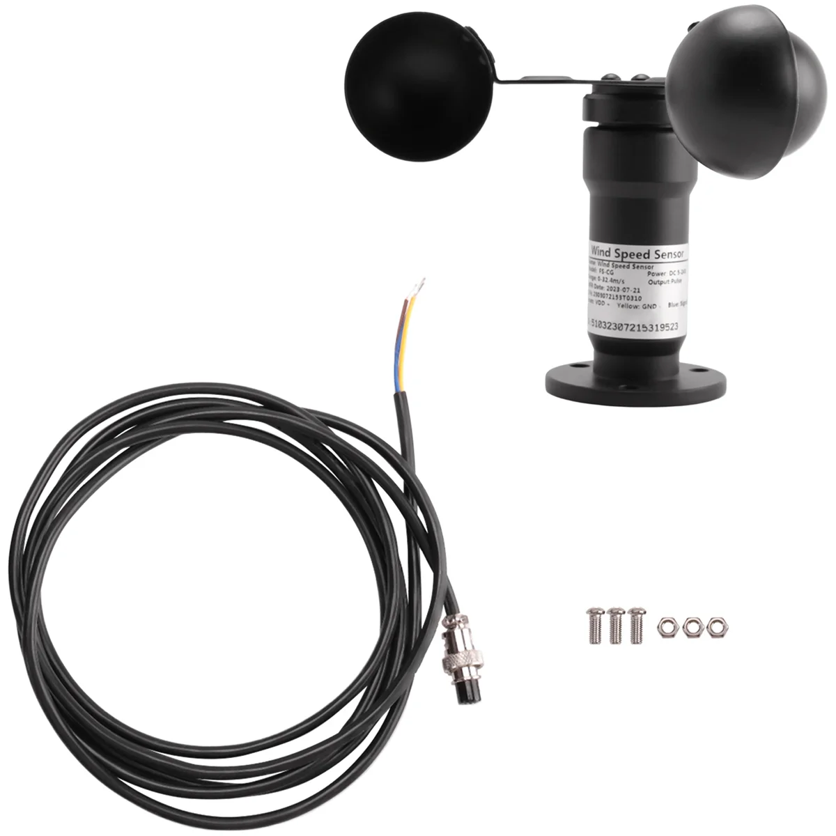 ABYC Pulse Signal Wind Sensor เครื่องวัดความเร็วลมแบบดิจิตอลเอาต์พุตสัญญาณพัลส์อลูมิเนียมอัลลอยด์เซ็นเซอร์ความเร็วลมเครื่องวัดความเร็วลมเครื่องวัดความเร็วลม