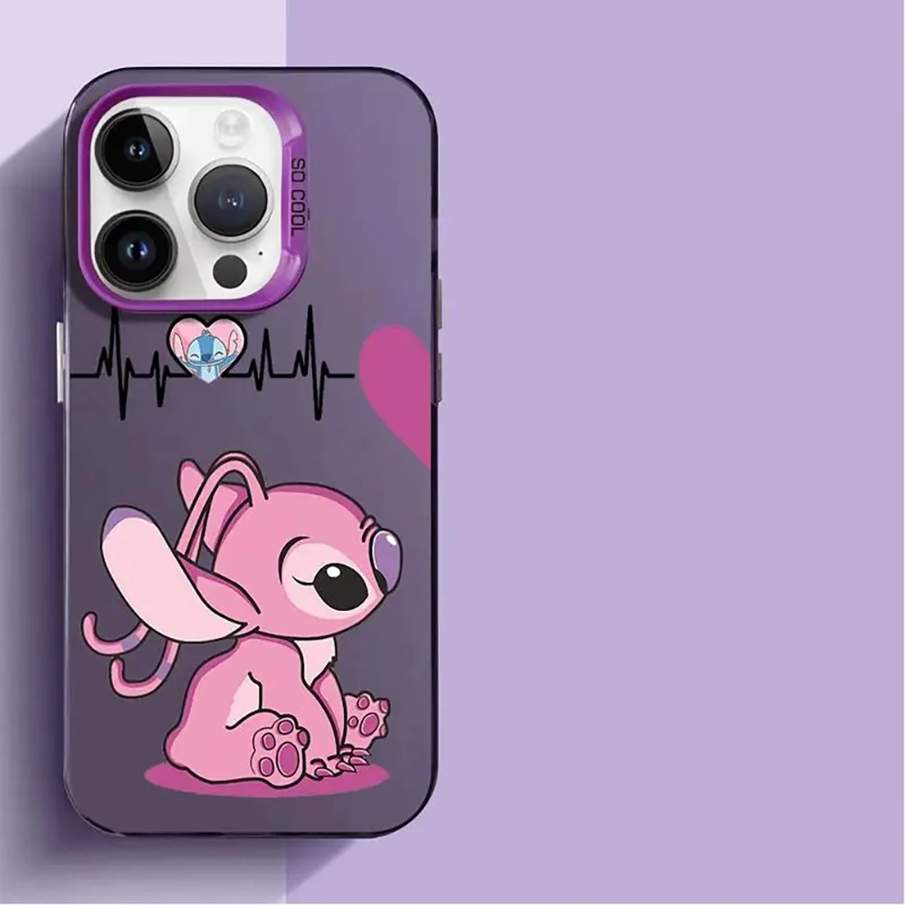 Love Couple Angel Stitch Phone Case for Huawei P40 P30 Mate 30 Pro Nova 7 Matte Colorful Silver Hard Cover