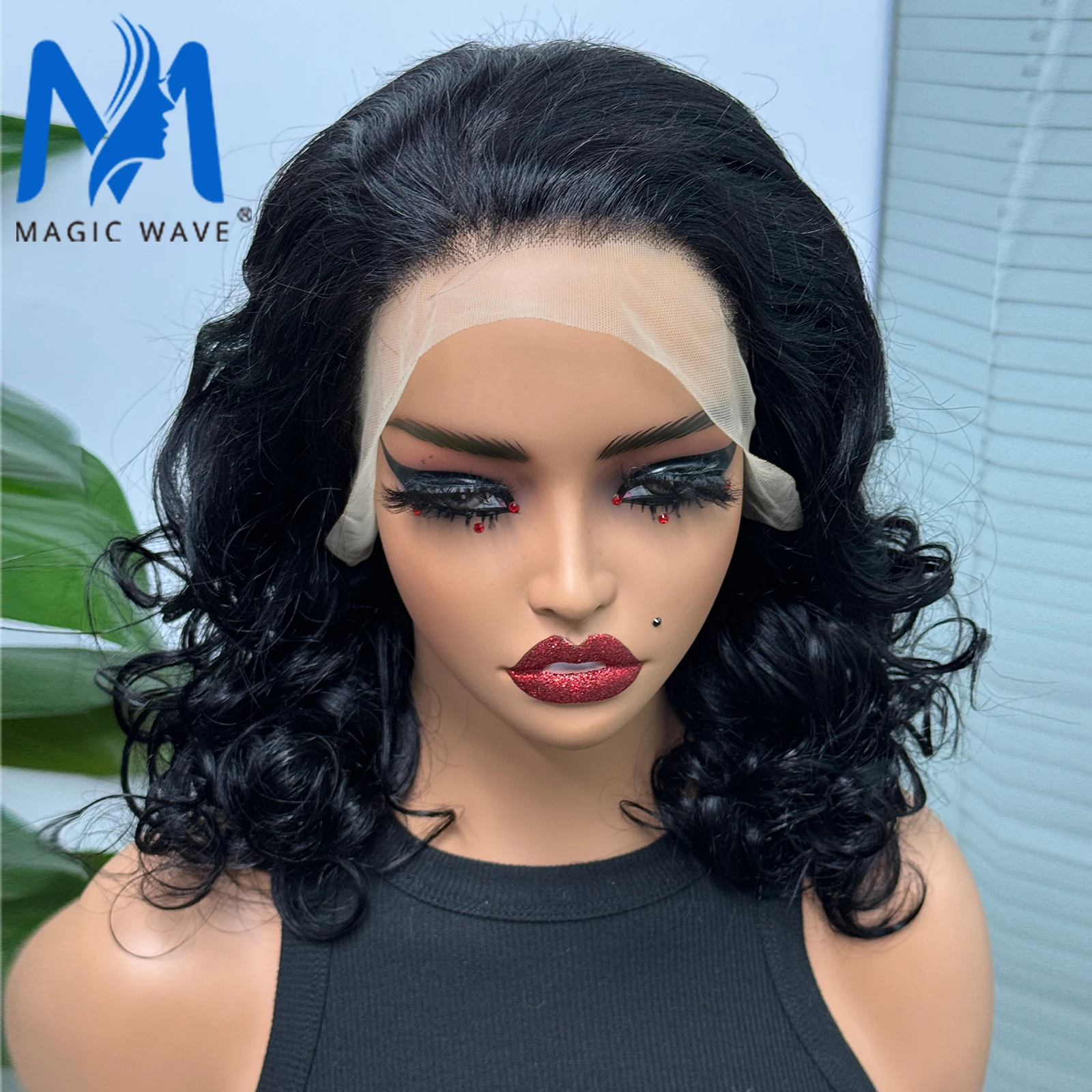 

250% Density Bouncy Curly Human Hair Wigs 13x4 Lace Frontal Fumi Hair Wigs for Black Women Loose Wave Bob Wig PrePlucked