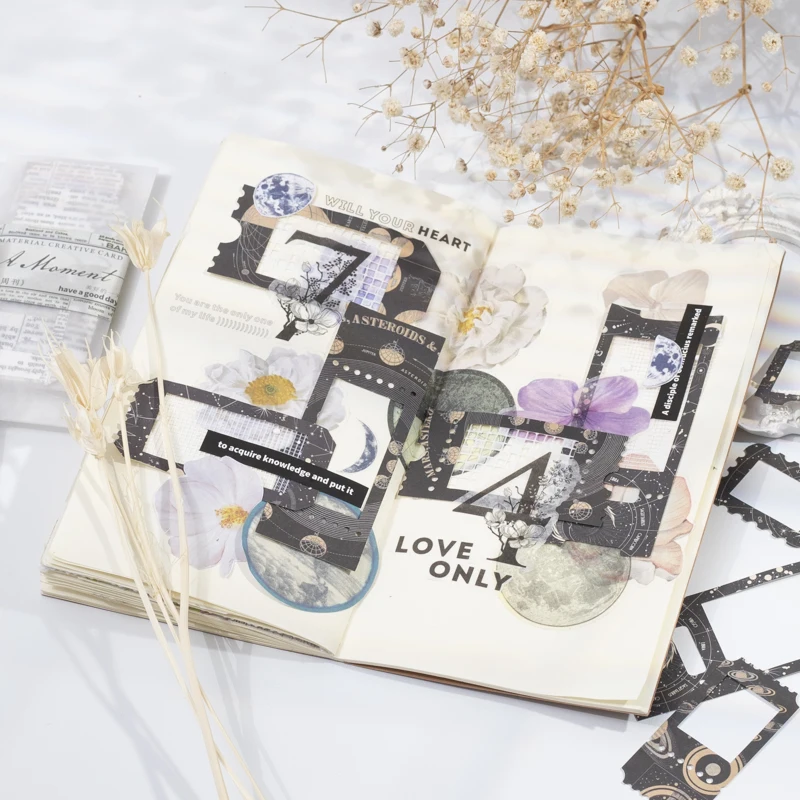 40 sheets Material paper retro hollowed out collage small card hand tent decoration base frame Memo Pad 6 kinds