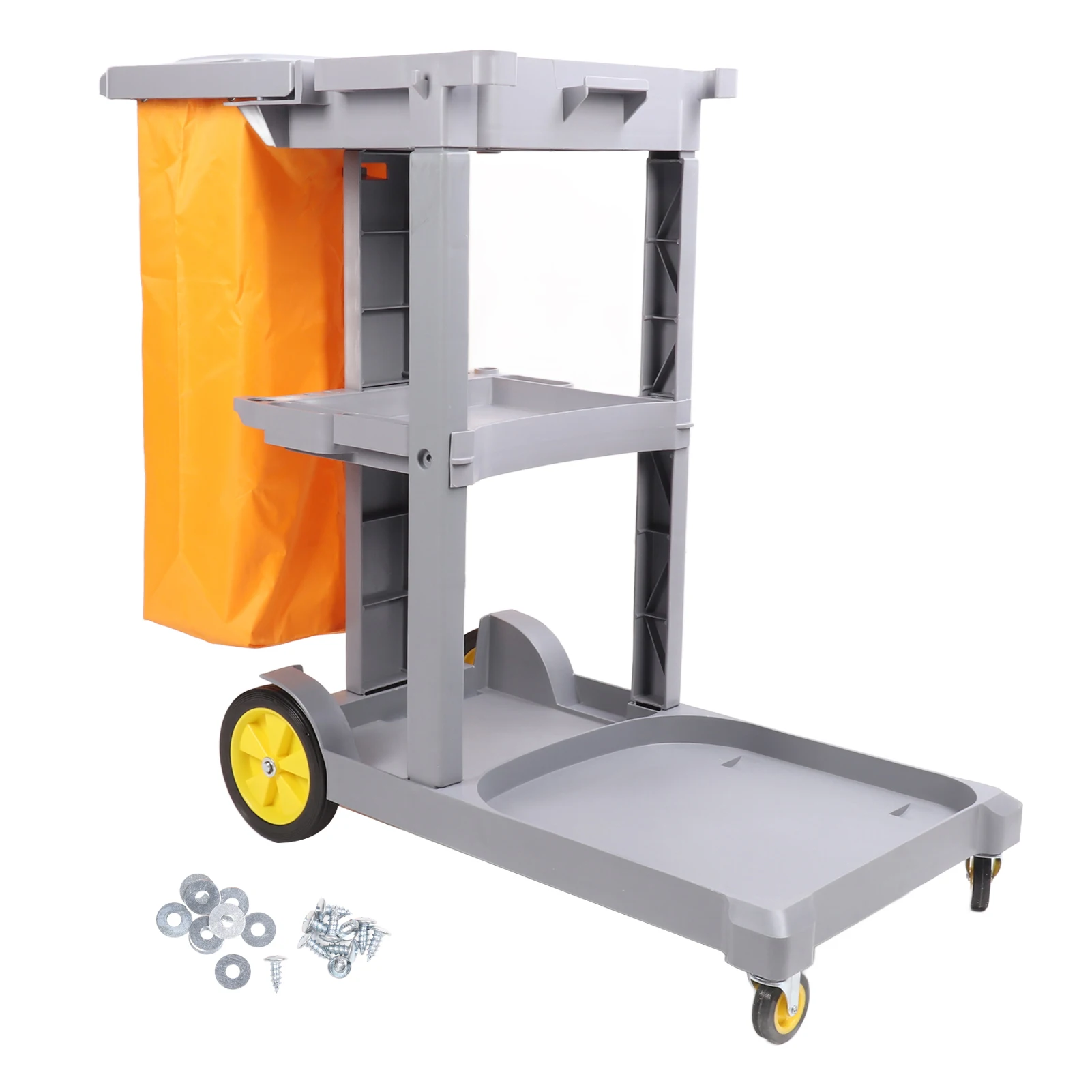 Janitorial Cleaning Cart Flexible Wheel Multifunctional Large Capacity Plastic Commercial Janitorial Cart for Shopping Malls
