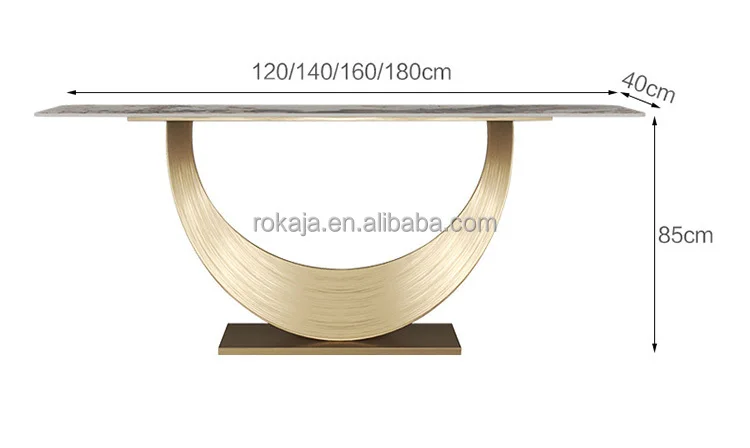 Marble Console Table Gold Metal Half-Moon Base Entrance Decoration Table Modern Living Room Furniture Corridor Corner Table