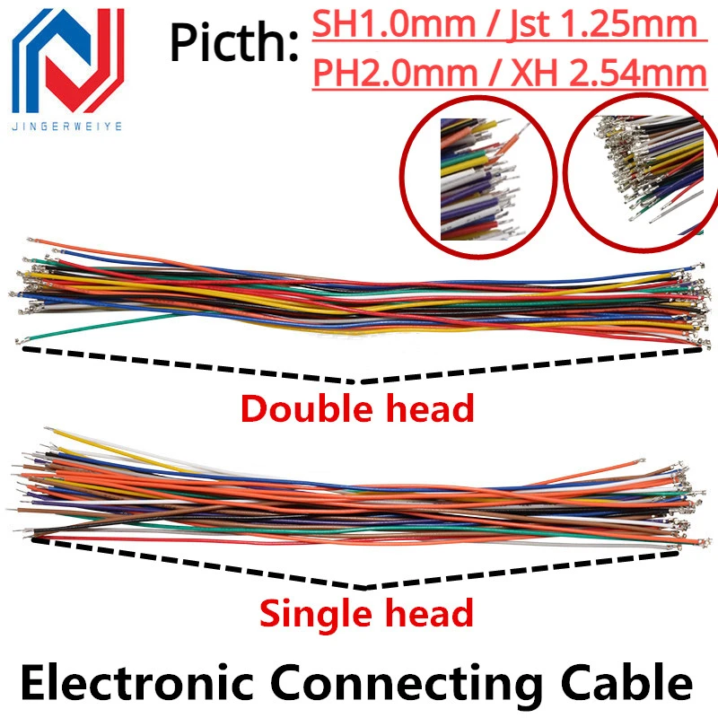 10Pcs SH1.0mm Jst 1.25mm PH2.0mm XH 2.54mm Terminal Wire Single / Double Head Electronic Connecting Cable Without Shell 10-30CM