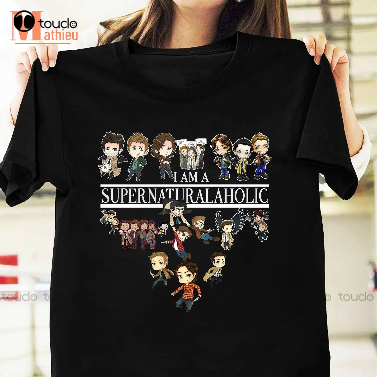 I Am A Supernaturalaholic Chibi Characters Vintage T-Shirt Supernatural Shirt Chibi Supernatural Funny Shirts For Women Tshirt