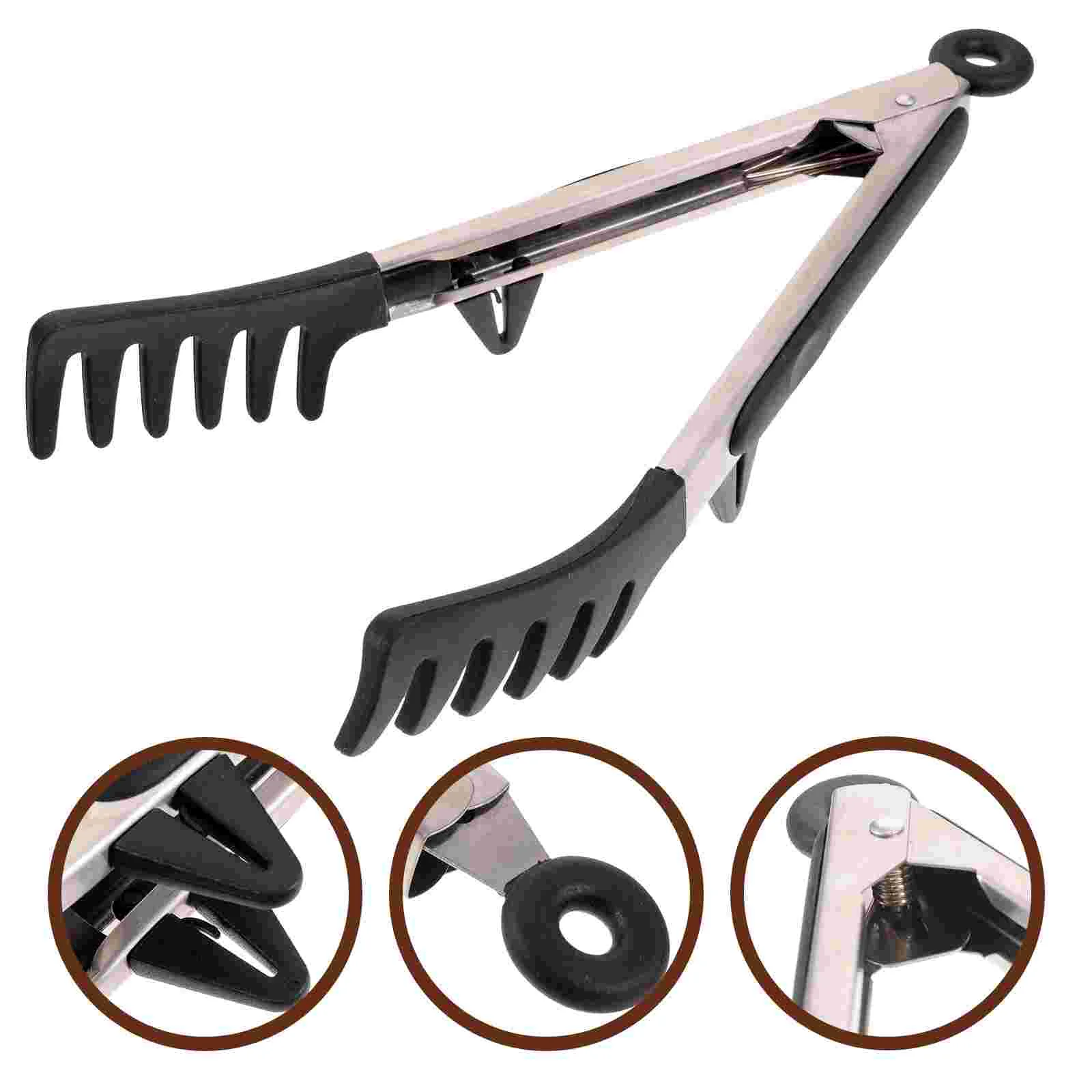 

Stainless Steel Pasta Clips Barbecue Grill Spaghetti Spoon Silica Gel Silicone Food Tong
