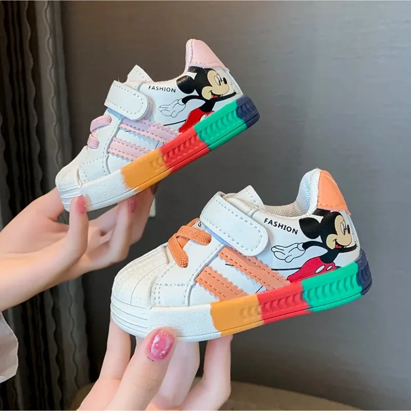 Disney Cartoon Mickey Children Shoes For Boys Girls Sport Sneakers Kids Leisure Autumn Casual Shoes Breathable Running Toddler