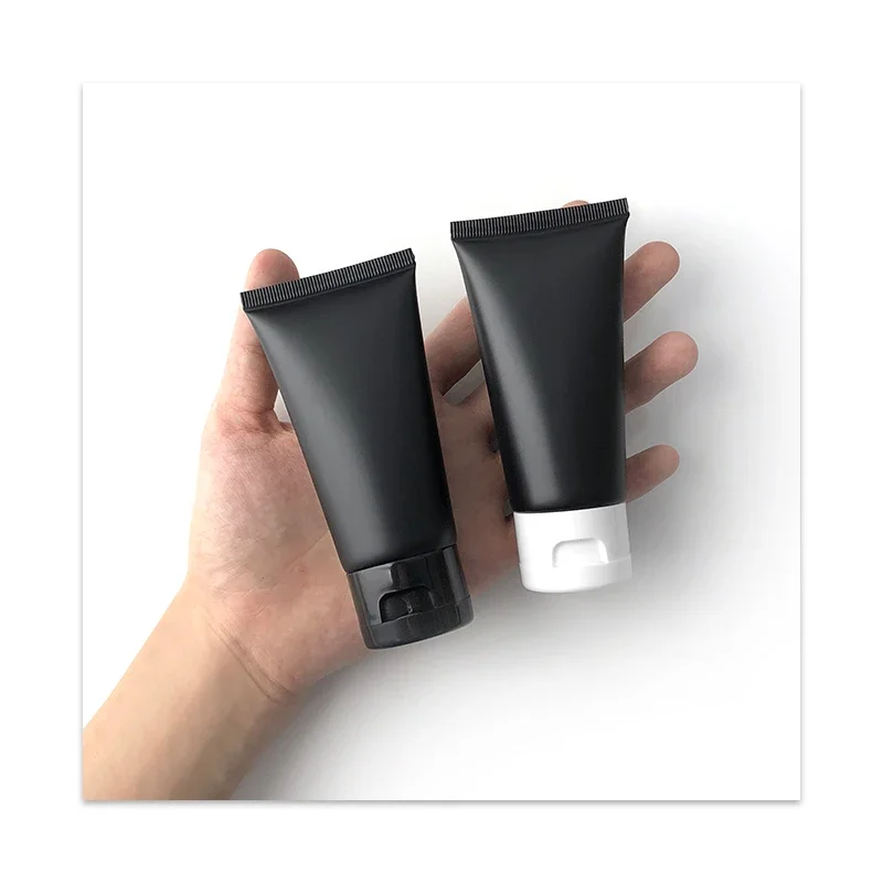 50g 50ml tubo macio de plástico preto fosco creme de cuidados com a pele loção corporal recarregável garrafa de apertar recipiente cosmético vazio 20 peças