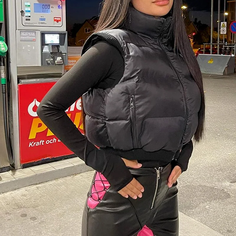 Parker Coat Winter Stand Collar Cardigan Coat Women's Down Jacket Black Down Coat Vest Zipper Ladies Lapel Clothes New Fashion