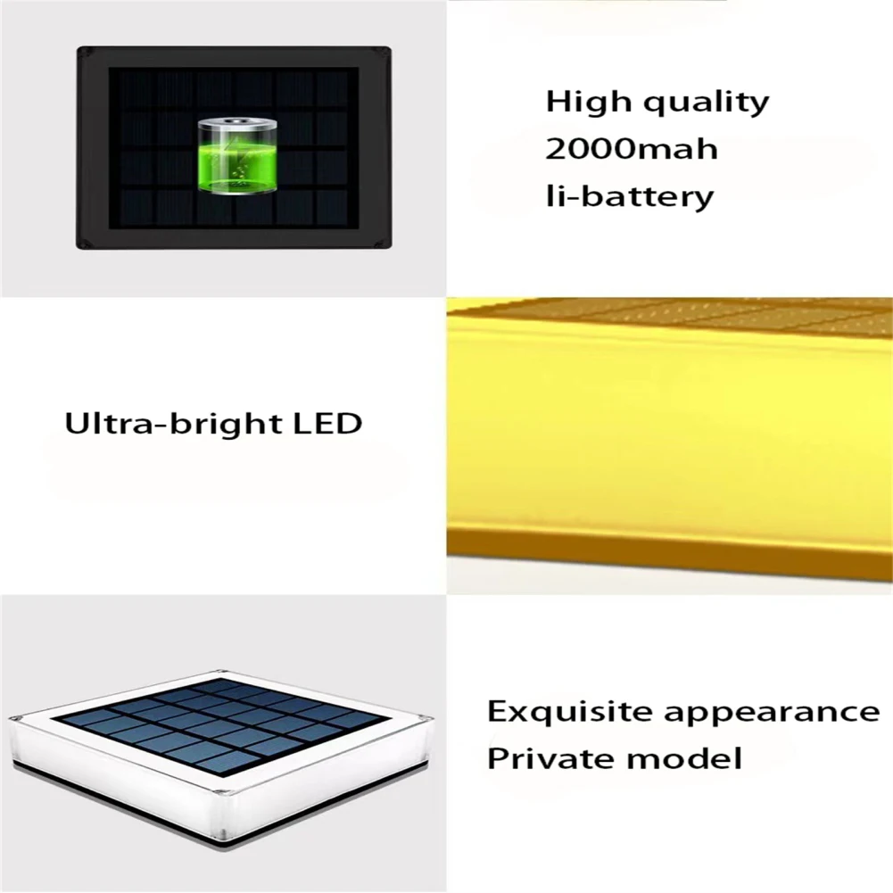 RGB LED في الهواء الطلق ضوء آخر للطاقة الشمسية ، مقاوم للماء ، عمود مربع ، مصابيح عمود ، مسار البوابة ، سياج ، فناء ، إضاءة المدخل